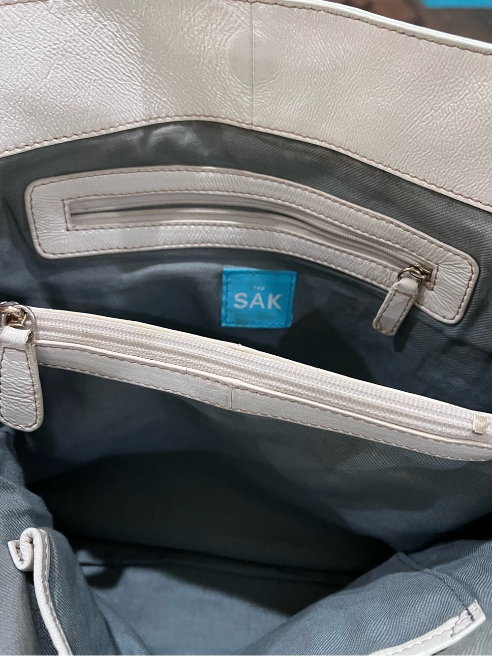 The Sak Shoulder Bag Womens Ivory Pebbled
Leather Satchel Braided Strap - Picture 12 of 13